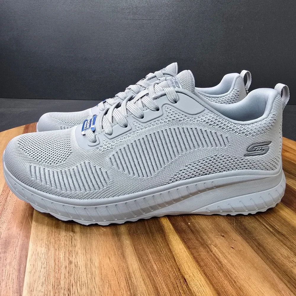Skechers Bobs Squad Chaos Face Off Womens 10 Wide Light Gray‎ Vegan Memory Foam